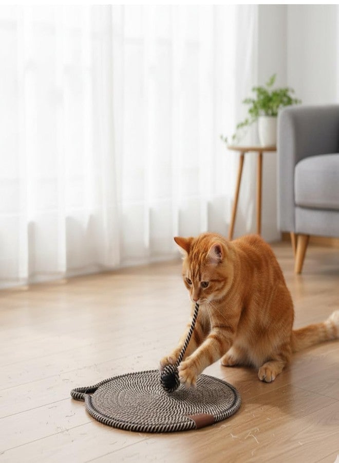 Swejos Cat Scratcher Mat, Natural Cotton Rope Cat Scratch Pad, 15.7'' Round Horizontal Floor Cat Scratching Pads for Indoor Cats, Furniture Protector for Wall, Couch, Carpets, Sofas - Image 5